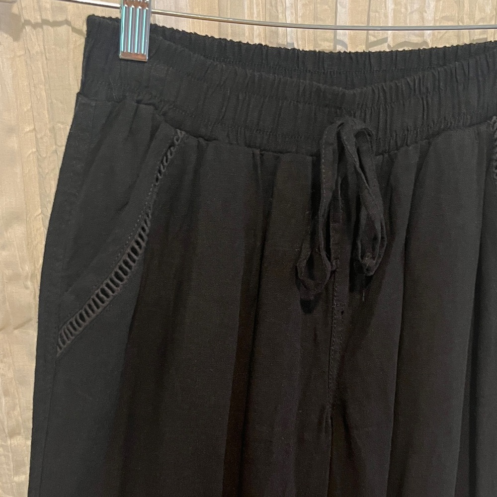 Black Linen Drawstring Pants
